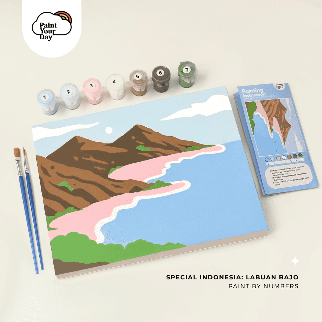 PAINT BY NUMBER Labuan Bajo | PaintYourDay | Painting Kit | 20x25 cm Kanvas 7 Cat Akrilik