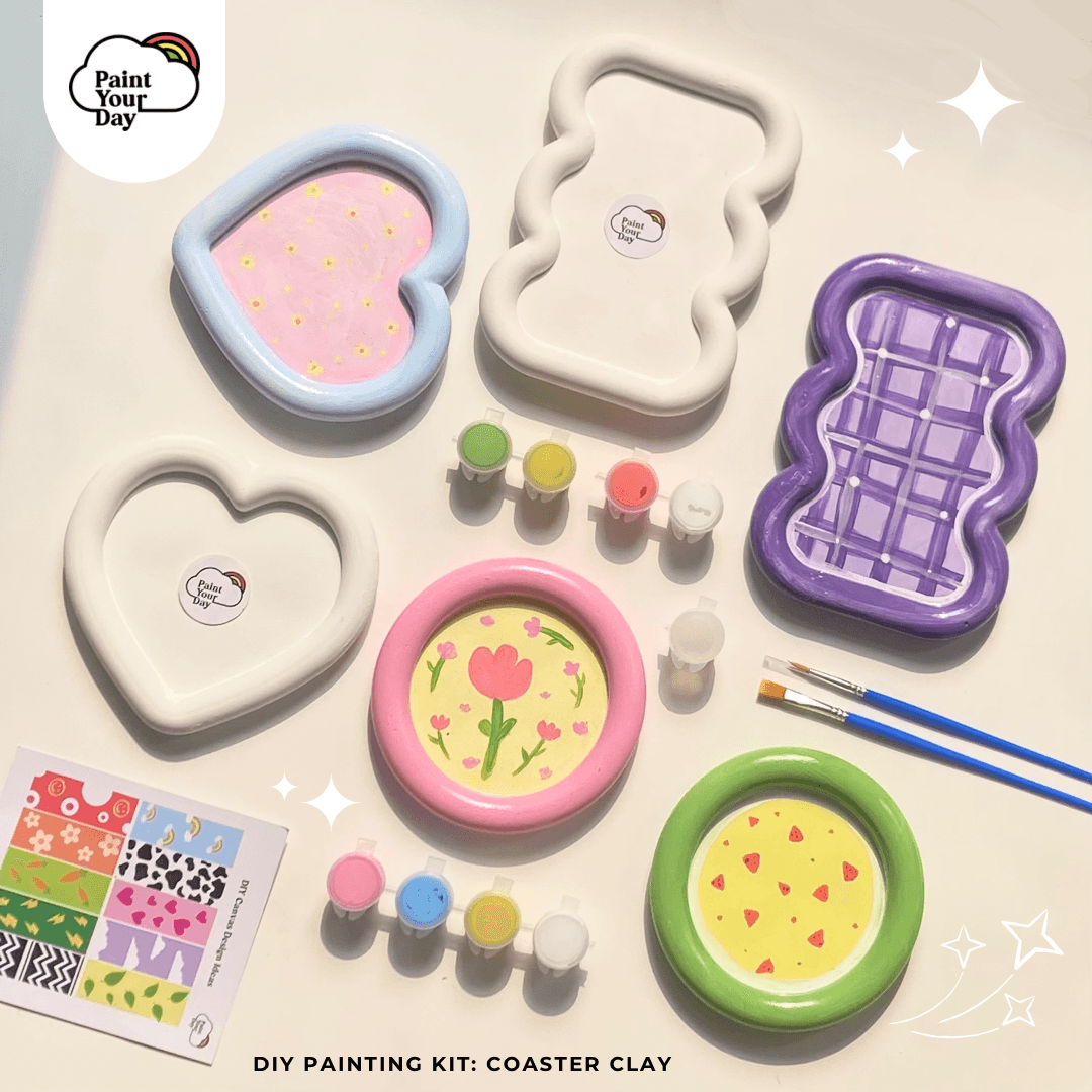 PART 1 | Paket Melukis Gypsum Tray Clay | PaintYourDay | 4 Cat Akrilik | 2 kuas